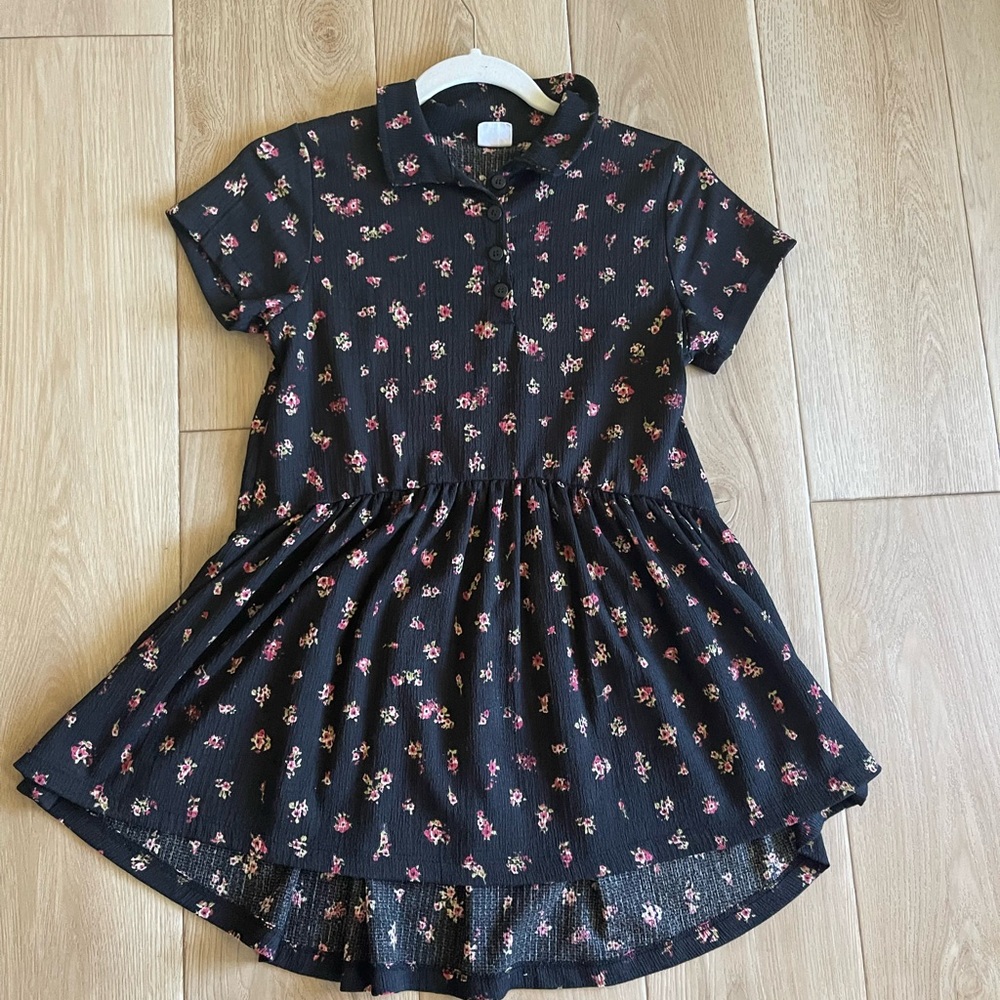 ZARA black floral polo dress, girls size 9